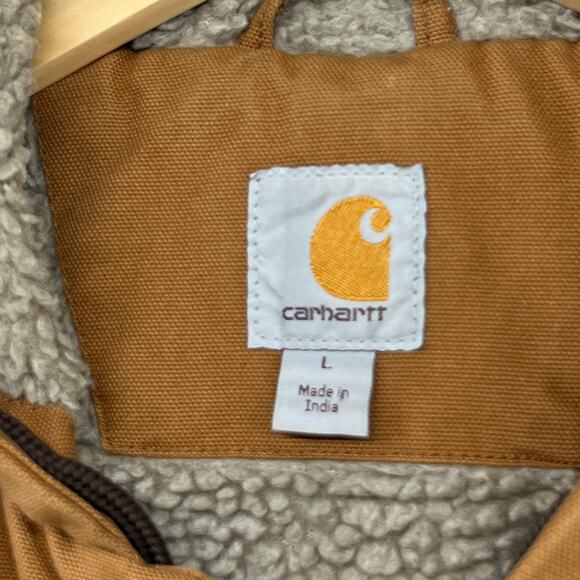 CARHARTT Jacket Mens L Washed Duck Bartlett Sherpa Lined Utility Cotton Brown - Picture 5 of 16